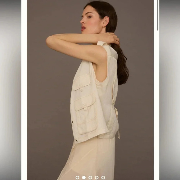 Anthropologie - Silky Utility Vest - Ivory - Size Small - Gently Used!! - Picture 2 of 15